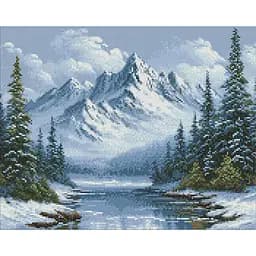 Алмазная мозаика Морозное дыхание леса Ideyka AMO20012, 40х50 см