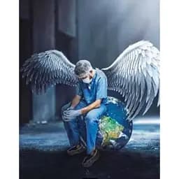 Алмазна мозаїка 50*40 на підрамнику повна викладка Добро врятує світ Лікар