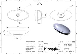 Умивальник Miraggio NICE (0001022) Mirasoft, Матовий, Накладний, Білий - мініатюра 2