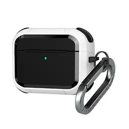 Чохол для навушників Apple AirPods Pro 3, білий, Panzer, протиударний захисний кейс з TPU та полікарбонату, посилені стінки, захист від подряпин, пилу та ударів, легкий та компактний, з карабіном для кріплення, ArmorStandart (ARM88290)