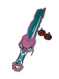 Игра HZY777-101A-102A BBL, юла 4,5см 2шт, запускалка меч 40см, свет, в коробке (6903317652488) Розовый