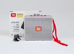 Портативна бездротова Bluetooth колонка T&G TG-311 з потужним звучанням LED-підсвічуванням та ремінцем для перенесення Сірий - мініатюра 2