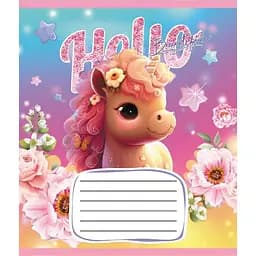 Зошит учнівський "Єдинороги" Leader 012-510065C-1 в косу лінію, 12 аркушів