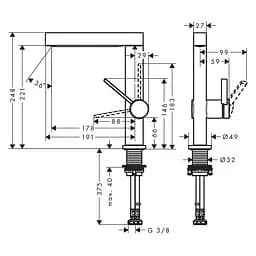 Змішувач для умивальника Hansgrohe Finoris 76060000 хром - мініатюра 2