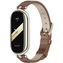 Шкіряний ремінець MiJobs для фітнес-браслета Xiaomi Mi Band 7 Type A коричневий, тримач - золотистий,