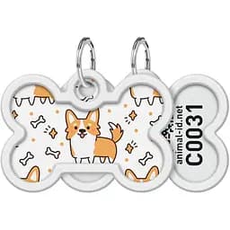 Адресник для собак і котів Waudog Smart ID з QR паспортом, Коргі, L, 40х28 мм