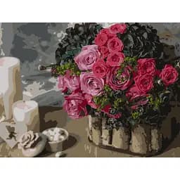Картина по номерам Strateg Розовый букет 30х40 см (SS-1266)