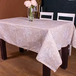 Скатерть MirSon №207 Cream flowers 130х130 см рогожка кремовая