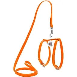 Шлея с поводком для собак Waudog Glamour, кожаная, с QR паспортом, 20-30х30-40х0,9/115 см, оранжевый (33994)