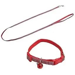 Нашийник з повідцем Croci Mini Pic нейлоновий 16-24 см/120 см червоний