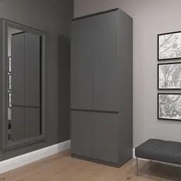 Шкаф для одежды Vays R-10 Антрацит, с полками и штангой, без ручек, ЛДСП, 80×50×211 см - для спальни, гостиной, прихожей