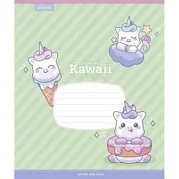 Зошит учнівський Школярик Just be Kawaii 012-3408C-5 у косу лінію 12 аркушів