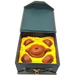 Сервіз глиняний коричневий 17х18х9.5 см Чайник 150 мл, чашка 30 мл