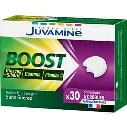 Натуральна добавка Juvamine Boost Вітамін C + женьшень + гуарана 30 жувальних таблеток