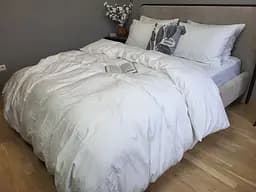 Комплект постельного белья из вареного хлопка белый White, LUXURY Washed - двухспальный