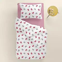 Дитяча постільна білизна в ліжечко BUTTERFLY SC11, червоний (ButterfliesGrayRed_41Lilac_140) - мініатюра 2