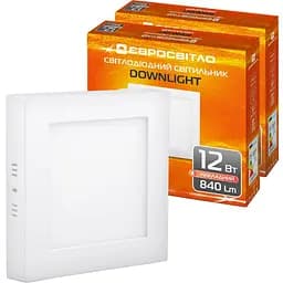Набір світильник точковий накладний Євросвітло 12Вт квадрат LED-SS-170-12 4200К 2 шт. (59014)