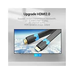 Кабель мультимедійний HDMI M to HDMI M 1.0m flat black Vention (AAKBF) - мініатюра 4