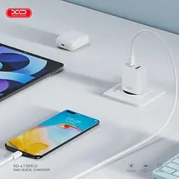 Мережевий зарядний пристрій XO L130 (EU) PD30W/QC18W (1USB-C+1USB-A) Fast charging Charger Білий - мініатюра 2
