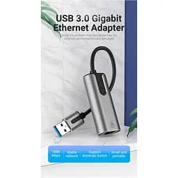 Адаптер Vention USB 3.0-A to Gigabit Ethernet Adapter Gray 0.15M Aluminum Alloy Type (CEWHB) - мініатюра 3