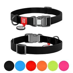 Нашийник для собак водостійкий Waudog Waterproof з QR-паспортом пластикова пряжка-фастекс Ш 25 мм Д 34-49 см чорний - мініатюра 2