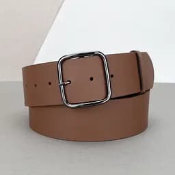 Ремень женский широкий кожаный JK-5070 коричневый с темной пряжкой (125 см)