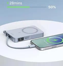 Магнітний павербанк Ugreen PB594 з бездротовою MagSafe зарядкою блакитний 30W 10000 мАч - мініатюра 7