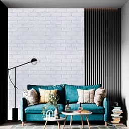 Самоклеюча декоративна 3D панель 3D Loft під білу матову цеглу зі сріблом 700x770x7 мм