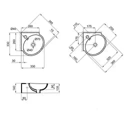 Умивальник Qtap Leo 390x365x130 White QT11115010WN, Білий - мініатюра 2