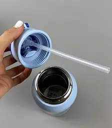Дитячий термос з трубочкою для хлопчика А-плюс 500 мл синій FL-1777 L - мініатюра 4