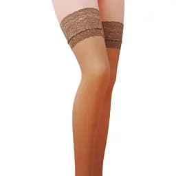 Панчохи ST003 1/2 beige - Passion: класичні, на ажурній силіконовій резинці