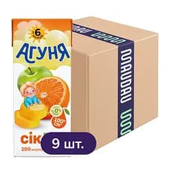 Упаковка сока Агуня Мультифрукт с мякотью 1.8 л (0.2 л x 9 шт.)