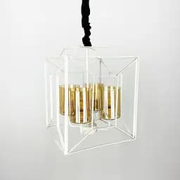 Люстра Лофт у білому корпусі форми куба Line.F 11895/4 WH