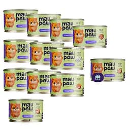 Набор влажного корма для взрослых кошек MAU PAW 1.2 кг (11 шт. + 1 шт. подарок х 100 г)