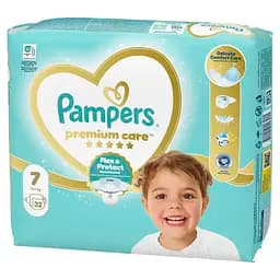 Дитячі одноразові пiдгузники Pampers Premium Care Giant Plus розмір 7 (15+ кг) 32 шт. - мініатюра 2