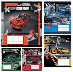 Зошити учнівські 18 аркушів лінія Тверда ТЕ22208 АВТОМОБІЛІ, 20 шт. в упаковці