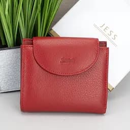 Женский кожаный кошелек красный Jess 375-2036-2 маленький