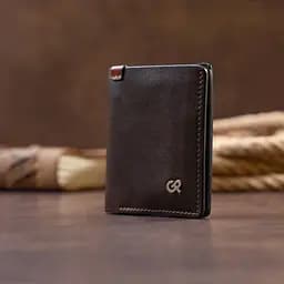 Вертикальне портмоне-кредитниця комбі у гладкій шкурі Grande Pelle 11328 коричневе - мініатюра 6