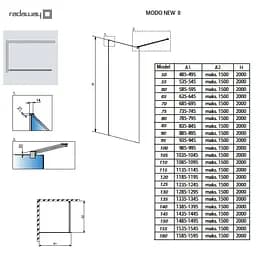 Душова стінка Radaway Modo New II 95x200 скло прозоре (389095-01-01) - мініатюра 4