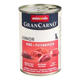 Влажный беззерновой корм для щенков Animonda GranCarno Junior Beef + Turkey hearts, с говядиной и индейкой, 400 г