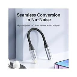Перехідник Lightning to 3.5mm 0.1m cotton braided aluminum gray Vention (BMBHA) - мініатюра 4