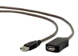 Кабель USB 2.0 AM – USB AF, 5 м, черный, Cablexpert, активный (UAE-01-5M)