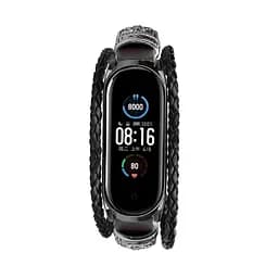 Ремінець вінтажний Carprie для фітнес-браслета Xiaomi Mi Band 5 і 6 Type D Black black - мініатюра 3