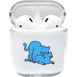 Прозорий силіконовий чохол Apple AirPods - Мартовські коти (KAP1195)