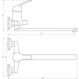 Змішувач для ванни Globus Lux Solly GLSO-208 (9294) - мініатюра 3