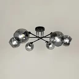 Світильник у чорному корпусі на 6 графітових плафонів | Арт. 51810/6 CH+BK+GR | Line F