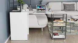 Стіл-тумба трансформер Смарт 3/1 з етажеркою Ferrum-decor 1430x1450x500 Чорний метал ДСП Біле 16 мм (FRD-105109) - мініатюра 4