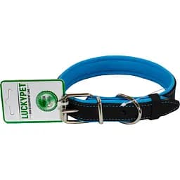 Нашийник шкіряний Lucky Pet, подвійний, 41-51х3 см, чорно-блакитний