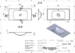 Умивальник Miraggio JESSEL 900 (0001091) Mirasoft, Матовий, Накладний/Врізний, Білий - мініатюра 2