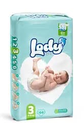 Підгузки дитячі Lody Baby Air midi 3 (4-9 кг) Jumbo 64 шт. дихаючі натуральний склад